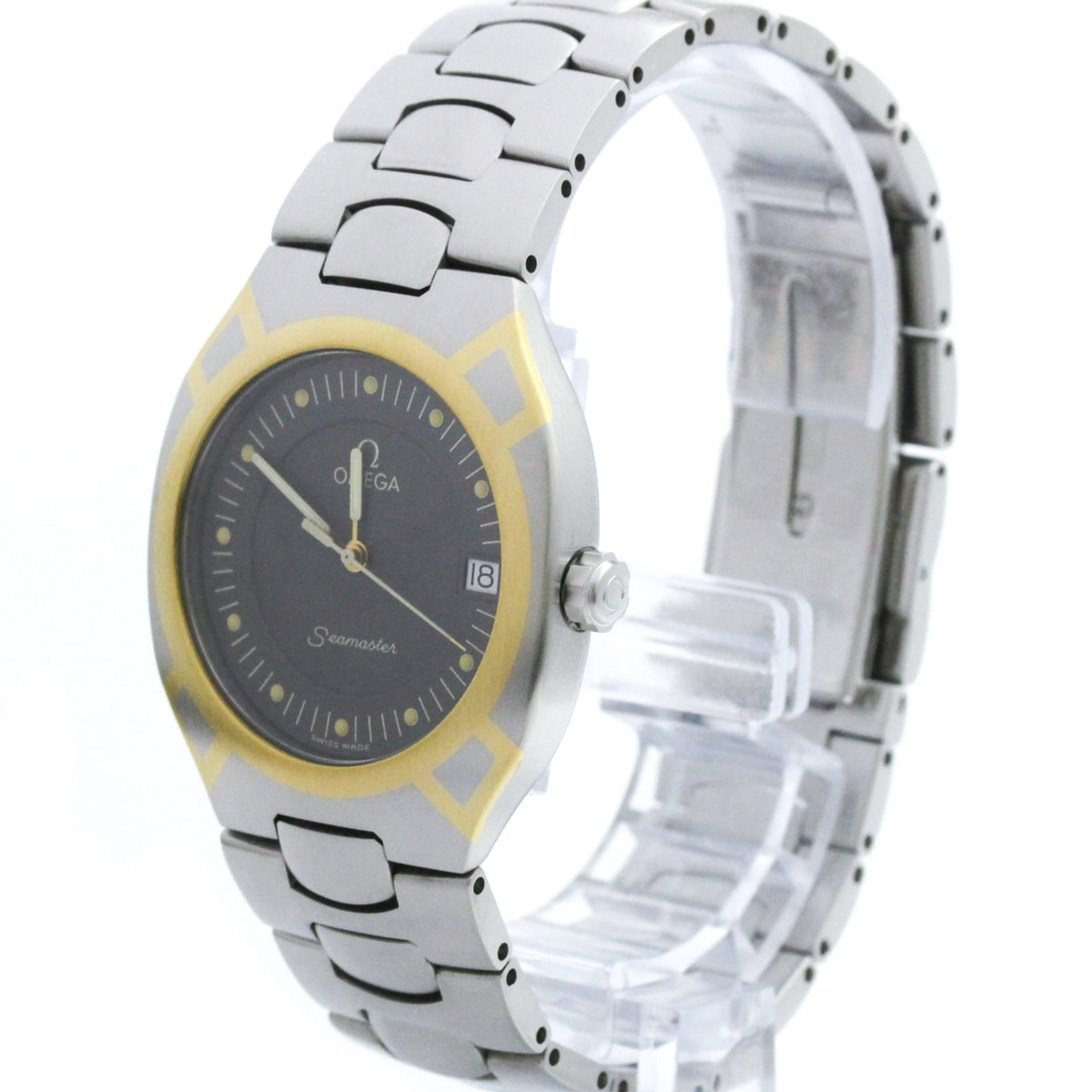 Omega Seamaster Polaris Day-Date Quartz Stainless Steel And Yellow Gold (18K) Watch (Pre-Owned)