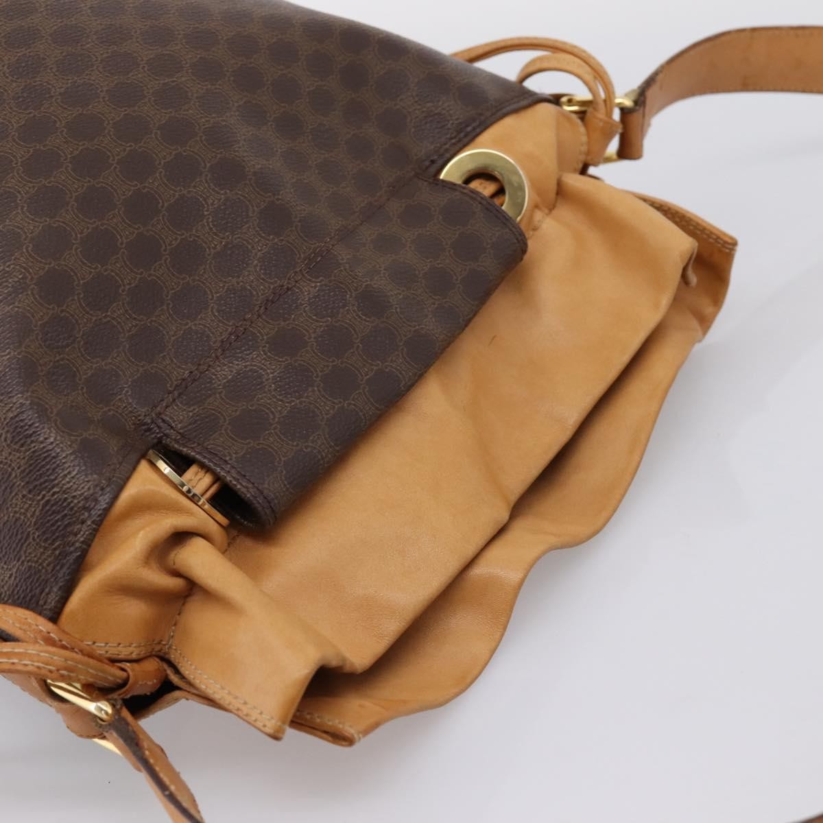 Celine Vintage Macadam Canvas And Leather Brown Canvas Shoulder Bag Bag (Pre-Owned)