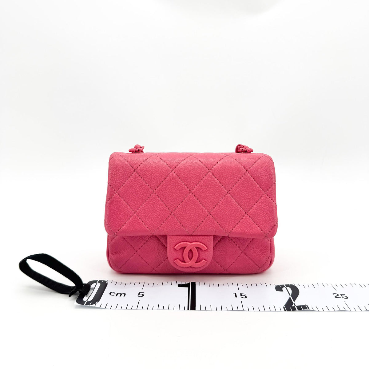 Chanel Classic Square Flap Clutch With Chain Quilted Caviar Pink Calfskin Clutche & Pouche Bag (Pre-Owned)