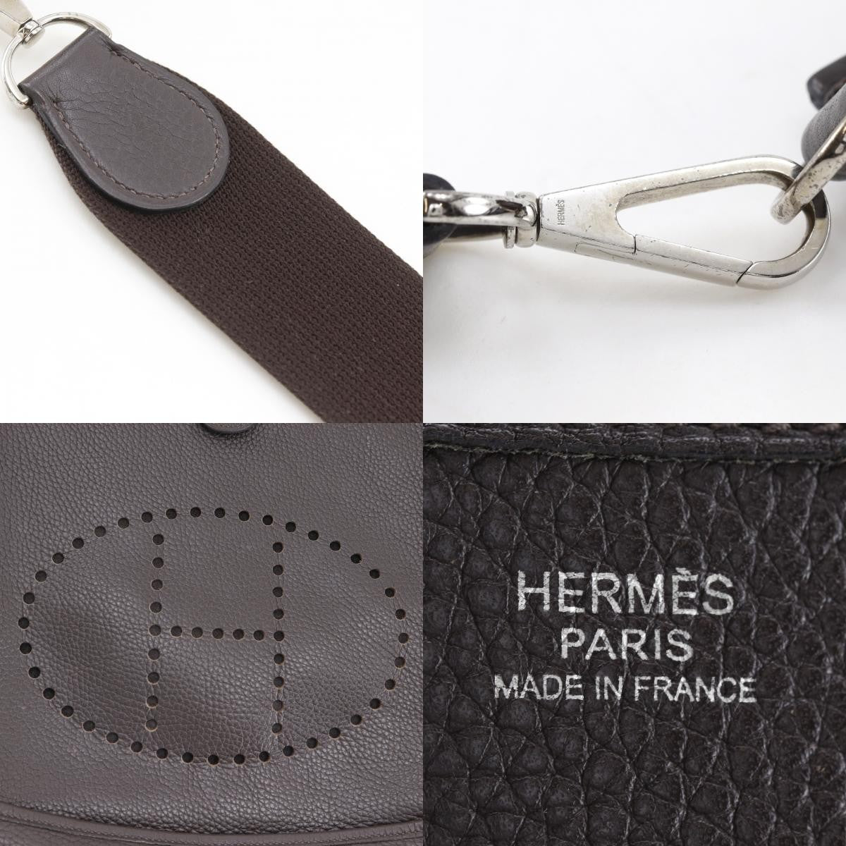 Hermes Evelyne Bag Gen I Clemence Brown Leather Handbag (Pre-Owned)