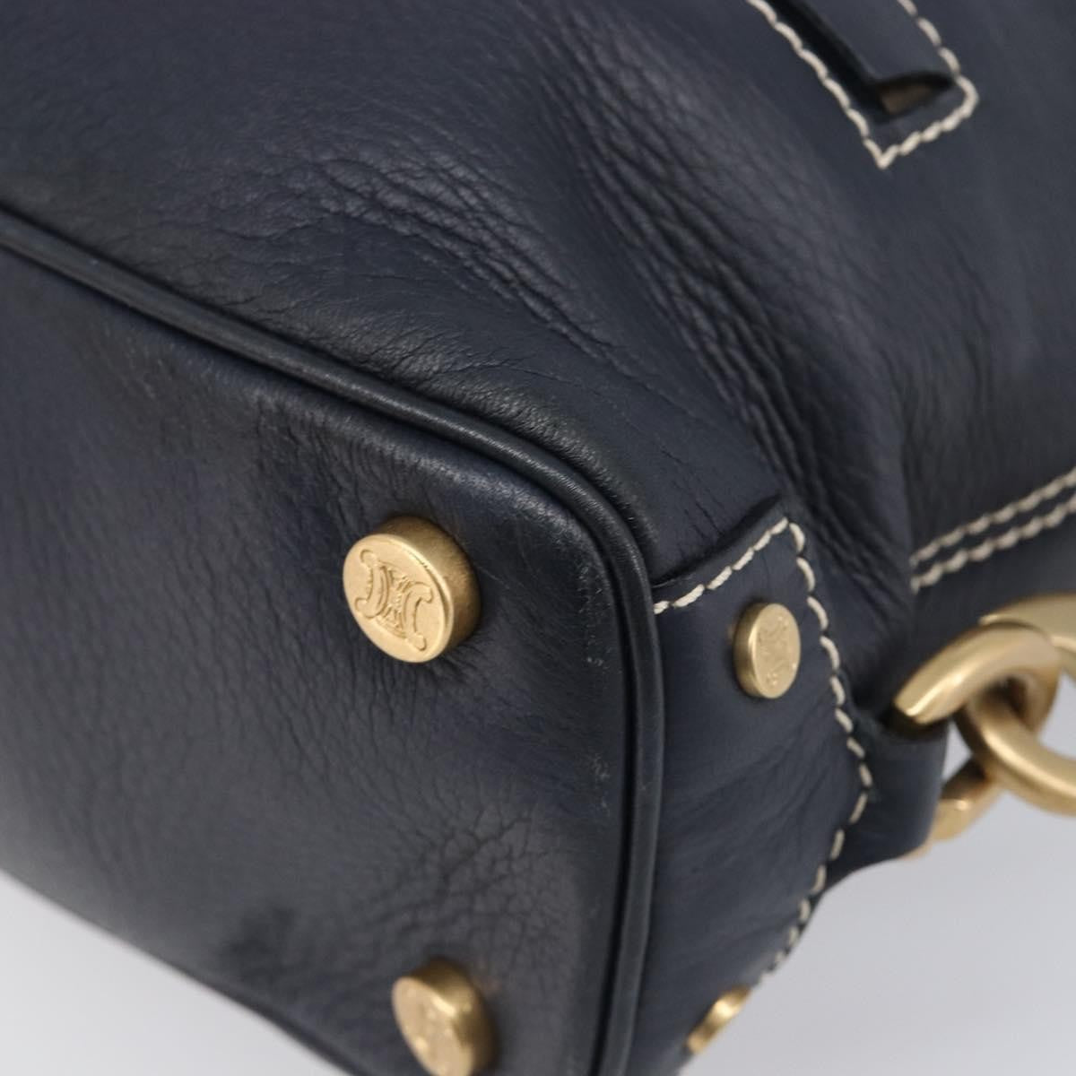 Celine Top Handle Leather Black Leather Handbag (Pre-Owned)