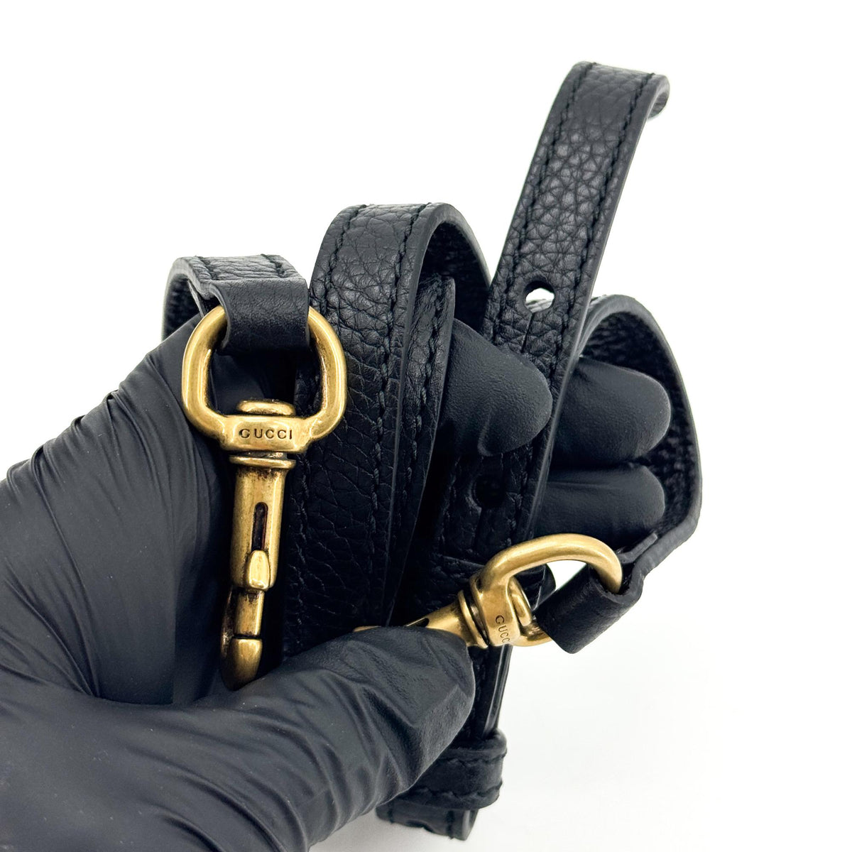 Gucci Gg Marmont Top Handle Leather Black Leather Handbag (Pre-Owned)
