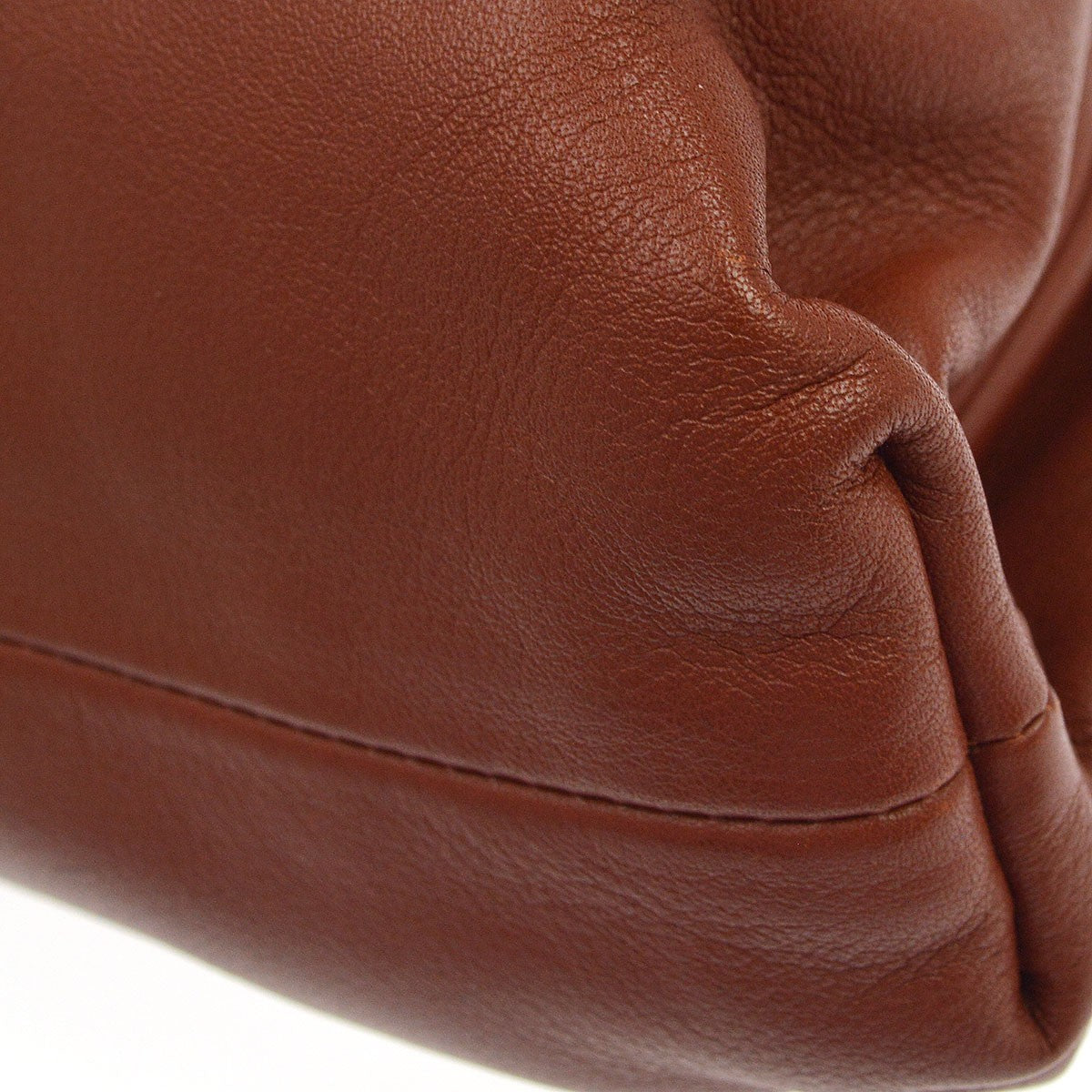 Bottega Veneta The Pouch Leather Brown Leather Clutche & Pouche Bag (Pre-Owned)