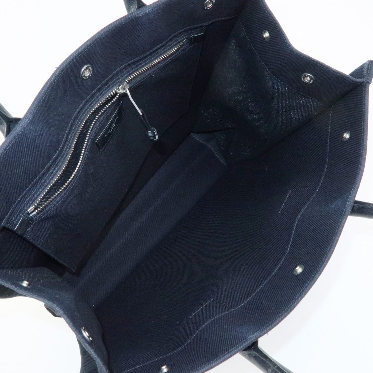 Saint Laurent Rive Gauche Shopper Canvas Black Canvas Tote Bag Bag (Pre-Owned)