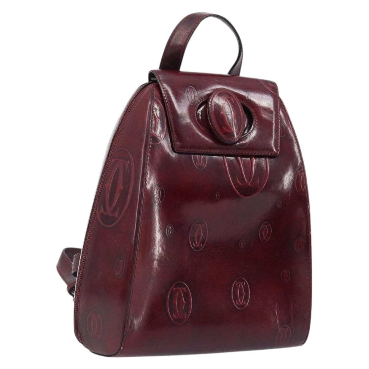 Cartier Happy Birthday Patent Leather Burgundy Patent_Leather Backpack Bag (Pre-Owned)