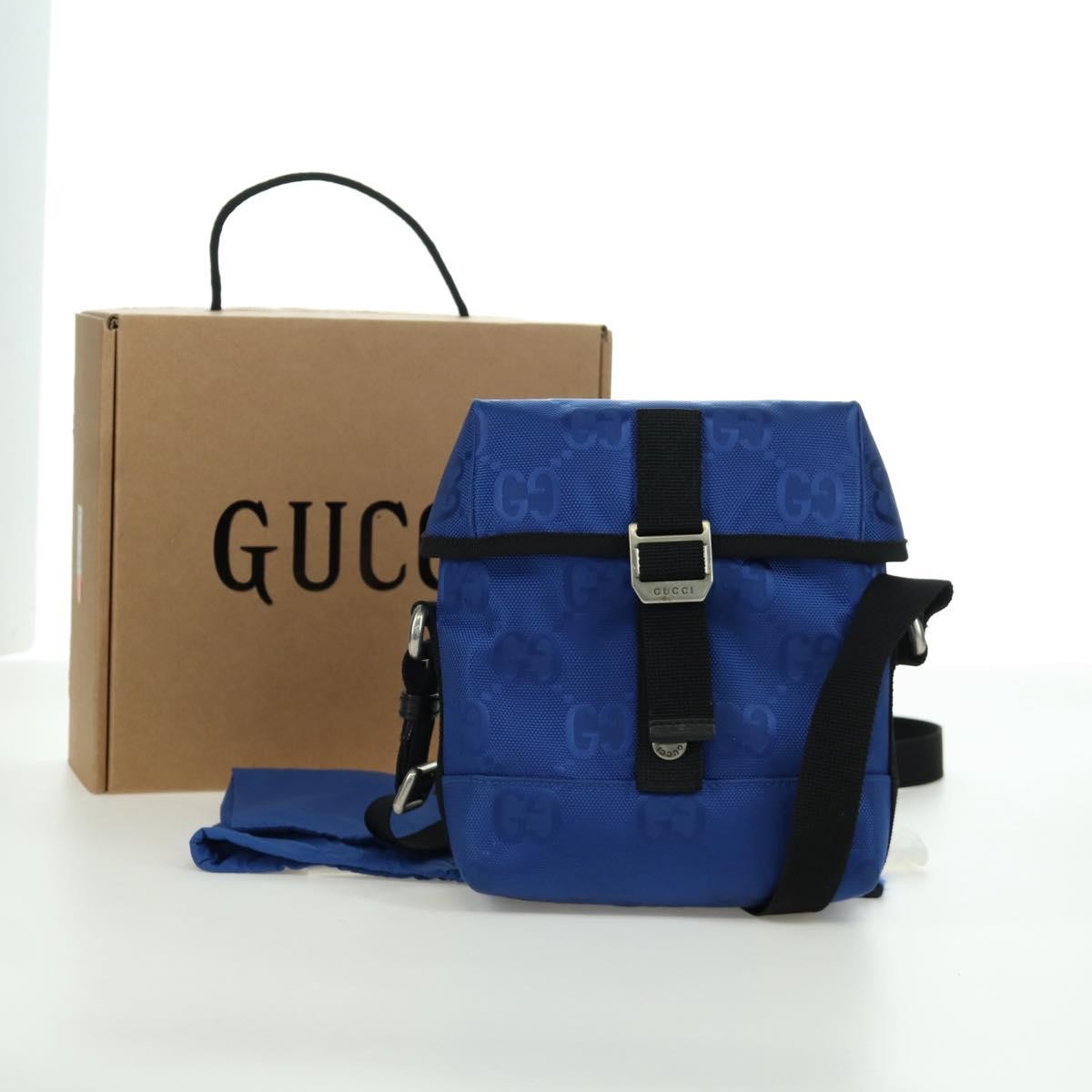 Gucci Off The Grid Buckle Messenger Gg Econyl Blue Canvas Handbag (Pre-Owned)