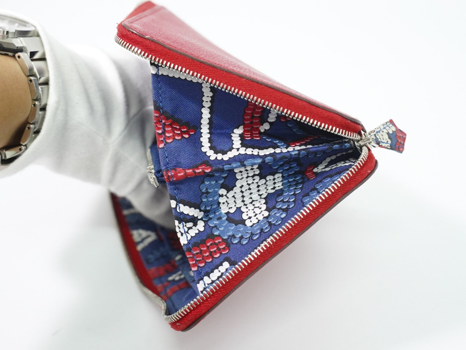 Hermes Azap Zip Around Silk'in Epsom Red Leather Wallets Accessory (Pre-Owned)
