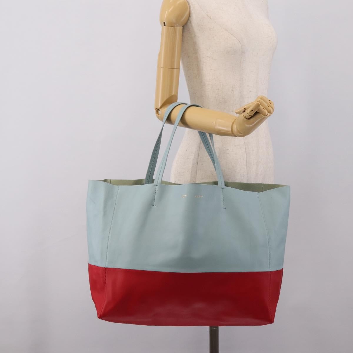 Celine Horizontal Bi-Cabas Leather Blue Leather Tote Bag Bag (Pre-Owned)