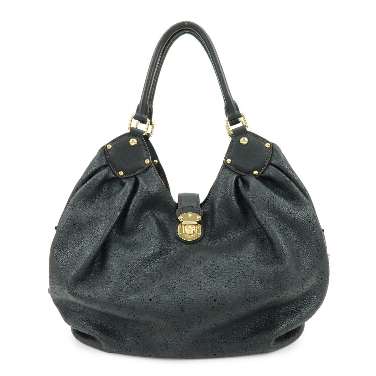 Louis Vuitton L Hobo Mahina Leather Black Leather Shoulder Bag Bag (Pre-Owned)