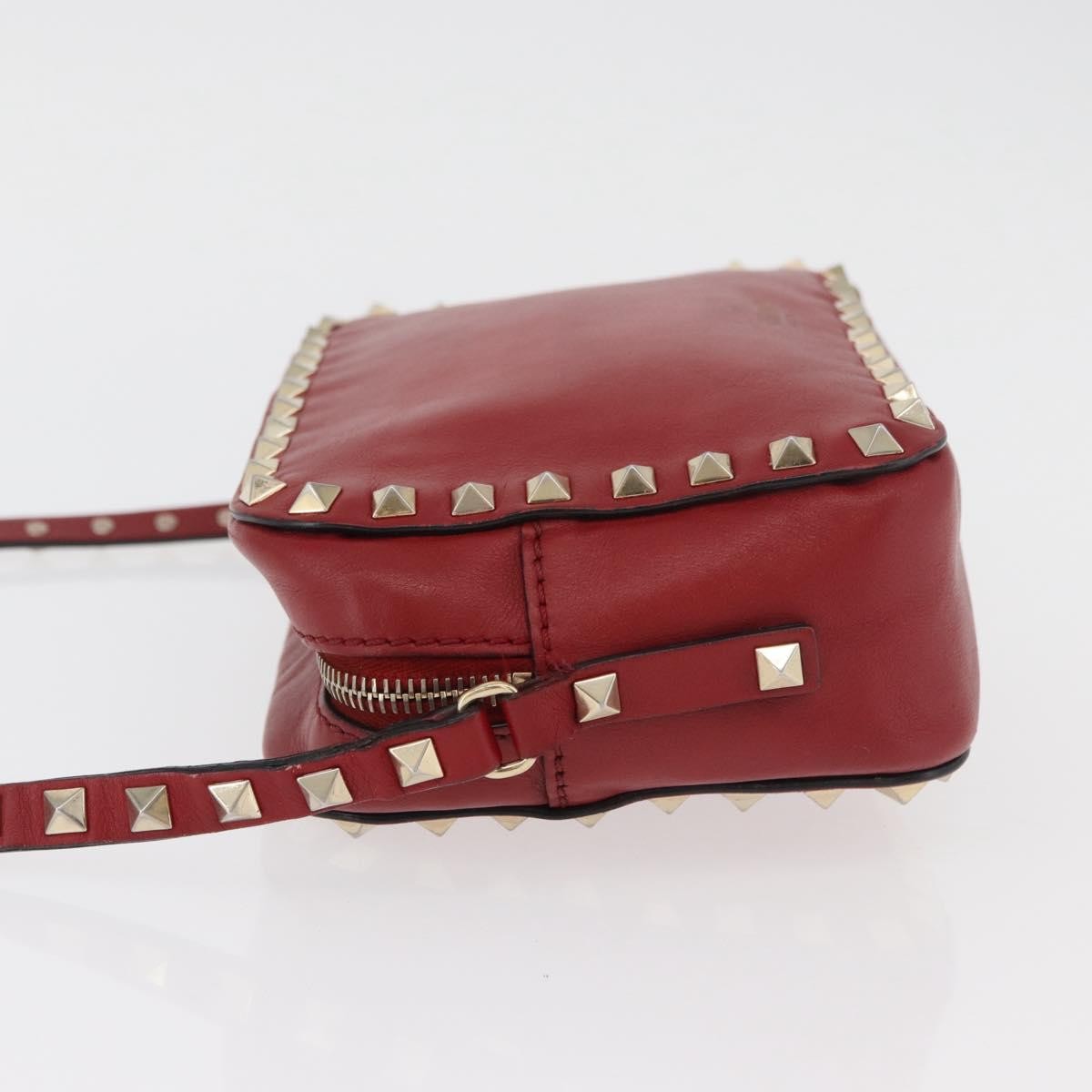 Valentino Garavani Rockstud Camera Leather Red Leather Shoulder Bag Bag (Pre-Owned)
