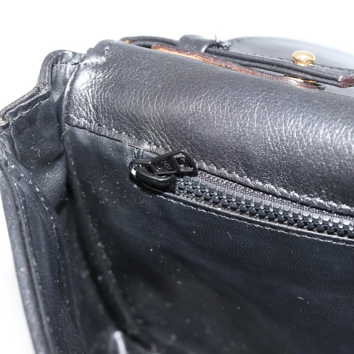 Celine Flap Shoulder Leather Black Leather Shoulder Bag Bag (Pre-Owned)