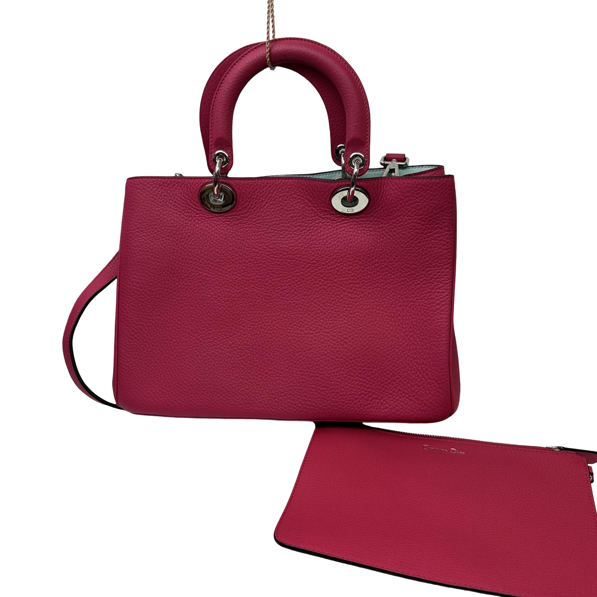Christian Dior Diorissimo Leather With Sequins Pink Leather Tote Bag Bag (Pre-Owned)