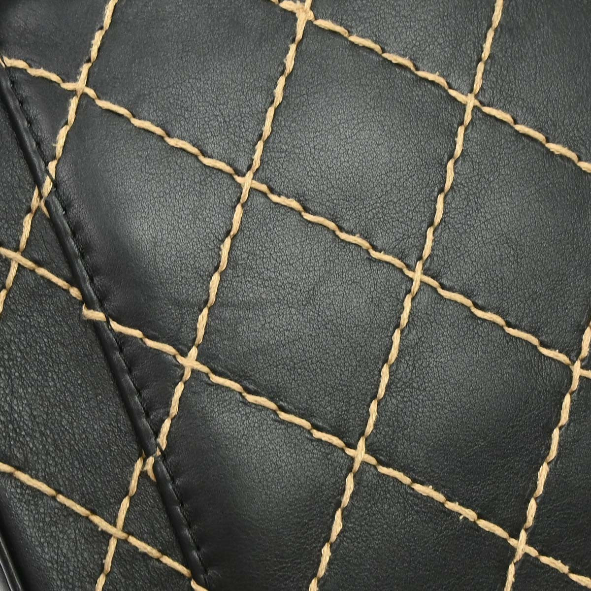Chanel Surpique Zip Around Satchel Quilted Leather Black Leather Handbag (Pre-Owned)