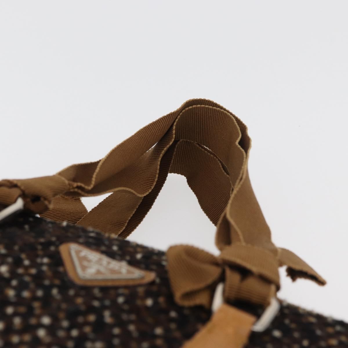 Prada Convertible Open Tweed Brown Canvas Tote Bag Bag (Pre-Owned)
