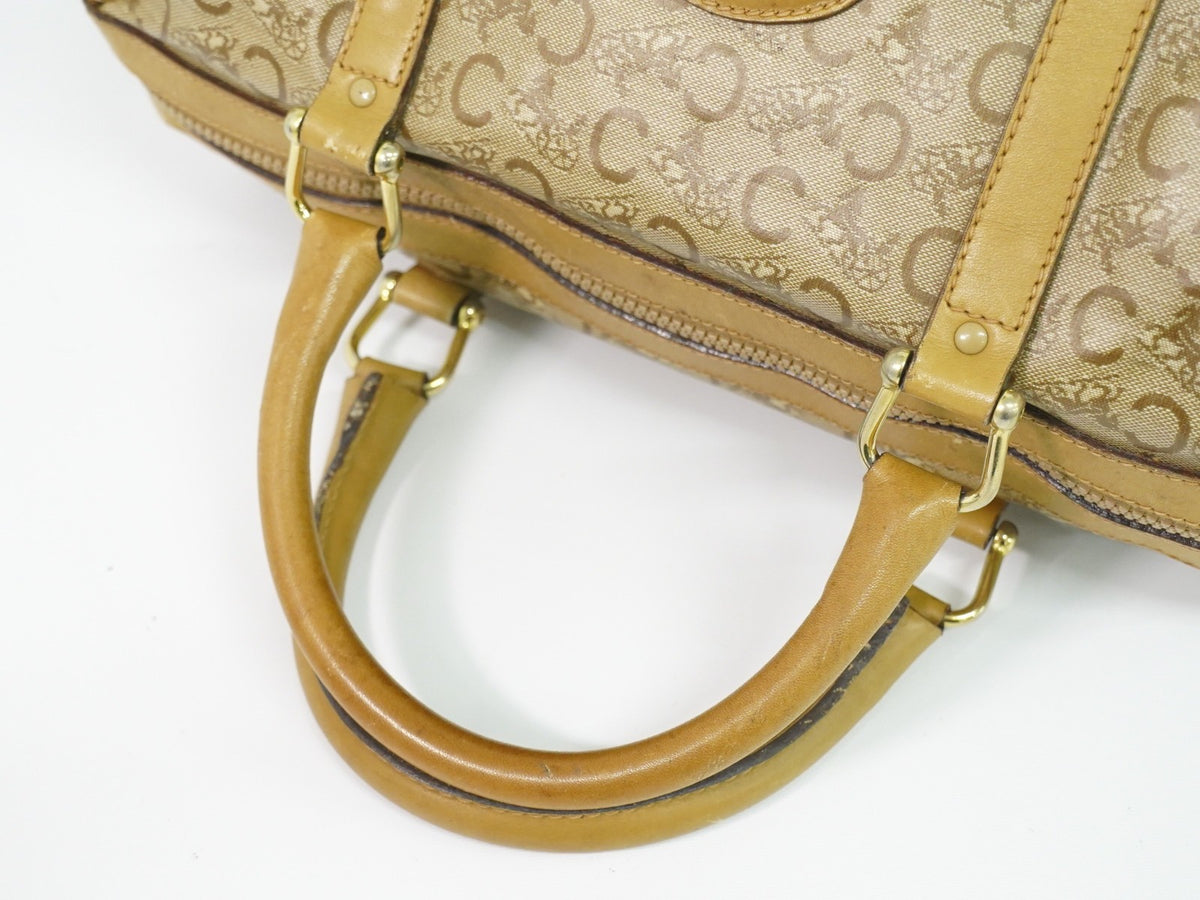 Celine Vintage Duffle Canvas And Leather Beige Pvc Travel Bag Bag (Pre-Owned)