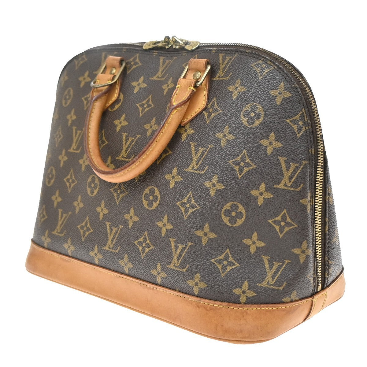 Louis Vuitton Alma Monogram Canvas Brown Leather Handbag (Pre-Owned)