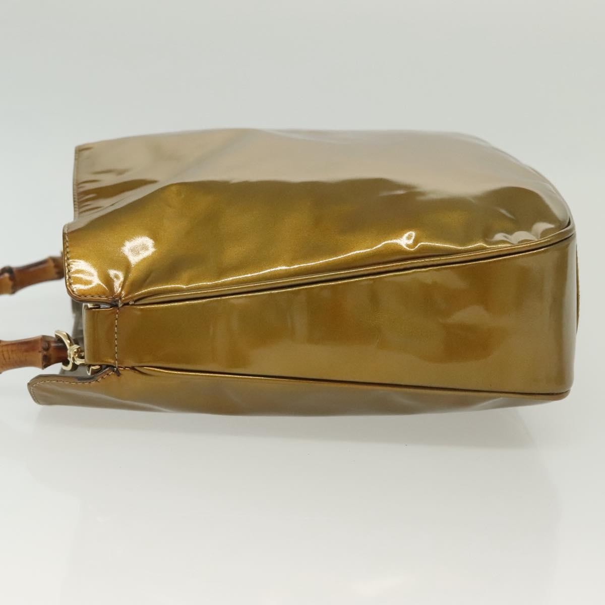 Gucci Vintage Bamboo Handle Open Hobo Leather Gold Patent_Leather Shoulder Bag Bag (Pre-Owned)