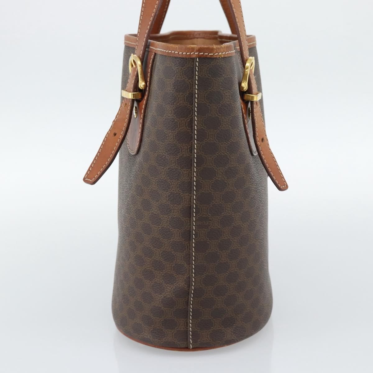 Celine Vintage Macadam Canvas And Leather Brown Canvas Tote Bag Bag (Pre-Owned)
