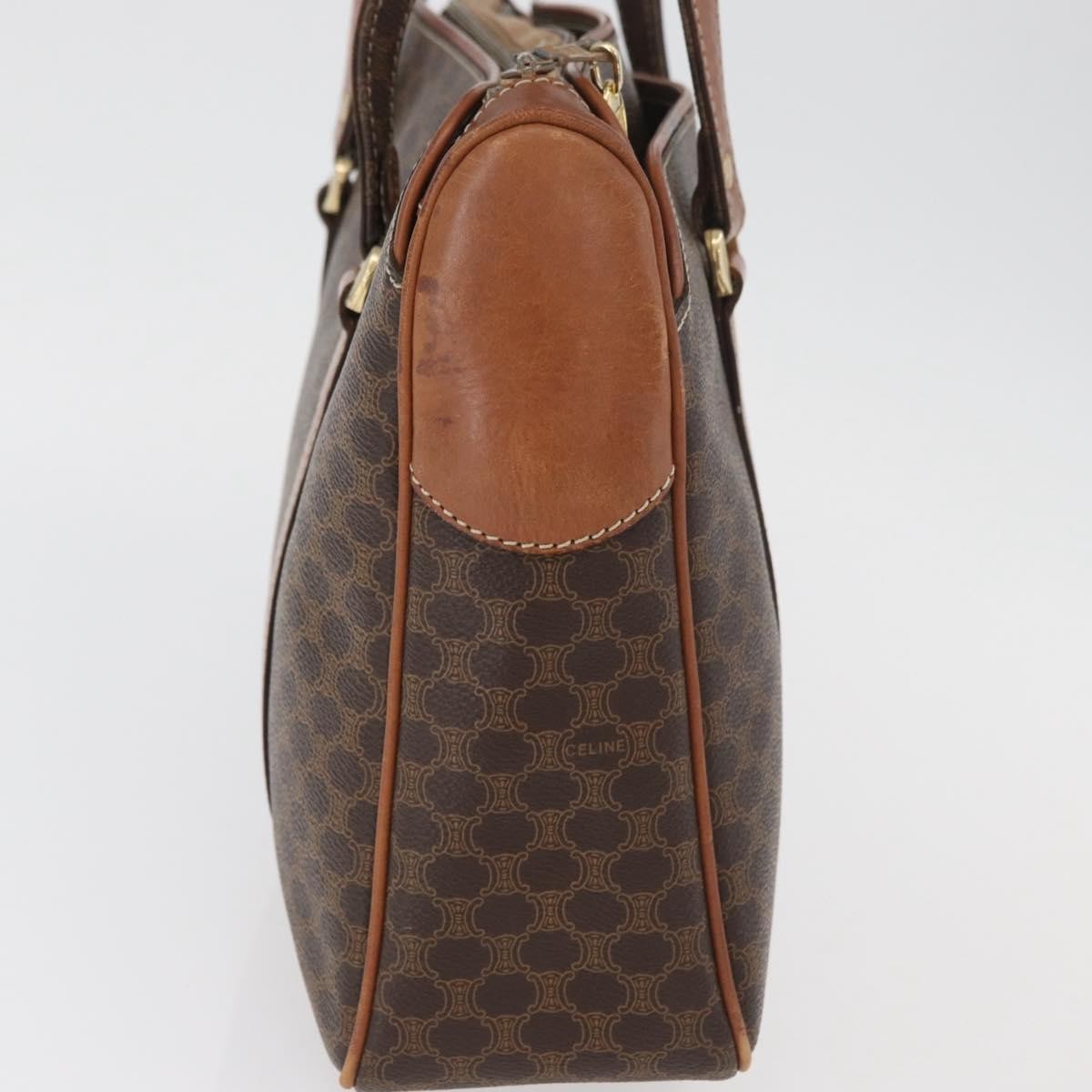 Celine Vintage Macadam Canvas And Leather Brown Canvas Handbag (Pre-Owned)