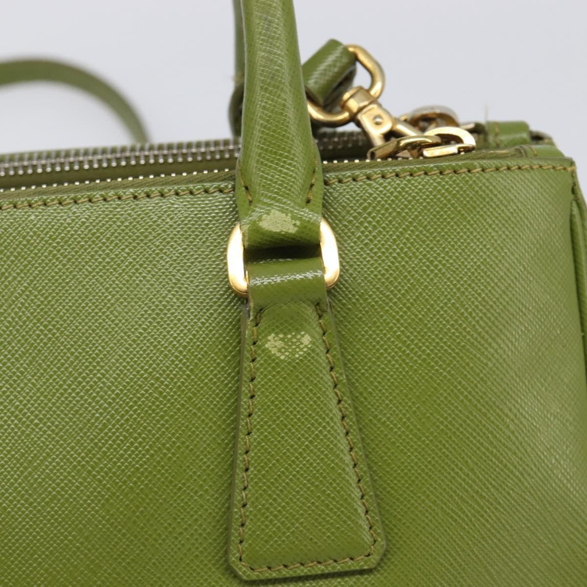 Prada Galleria  Strap Leather Green Leather Handbag (Pre-Owned)