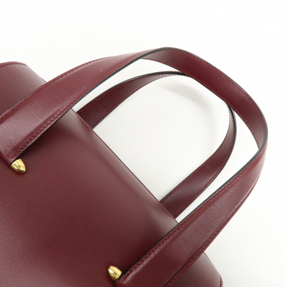 Cartier Must De Cartier Boston Leather Burgundy Leather Travel Bag Bag (Pre-Owned)