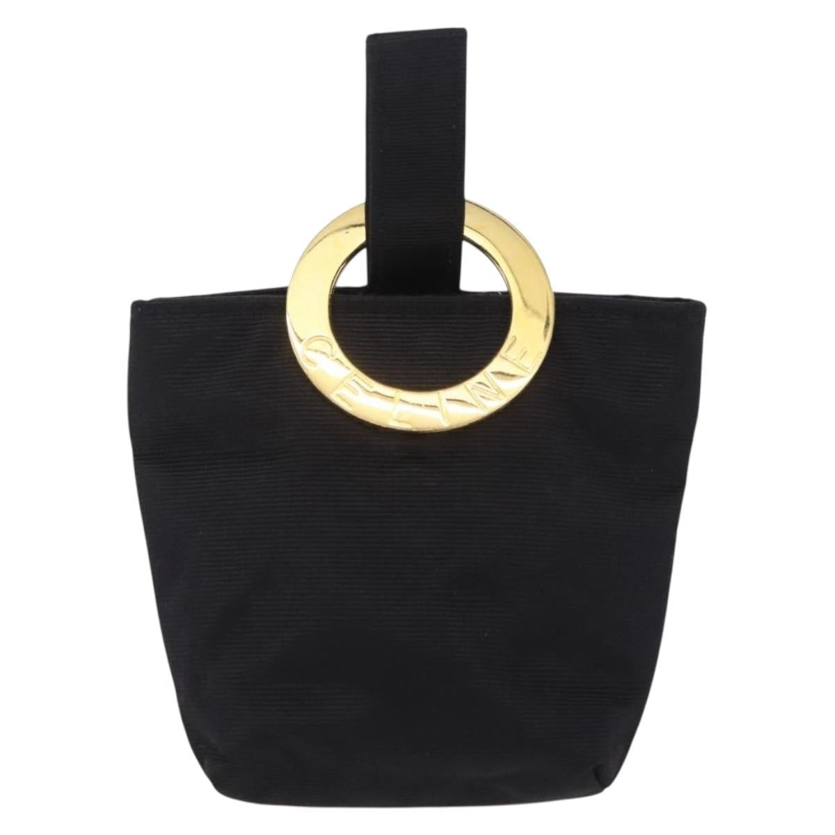 Celine Circle Logo Pouch Canvas Black Canvas Clutche & Pouche Bag (Pre-Owned)
