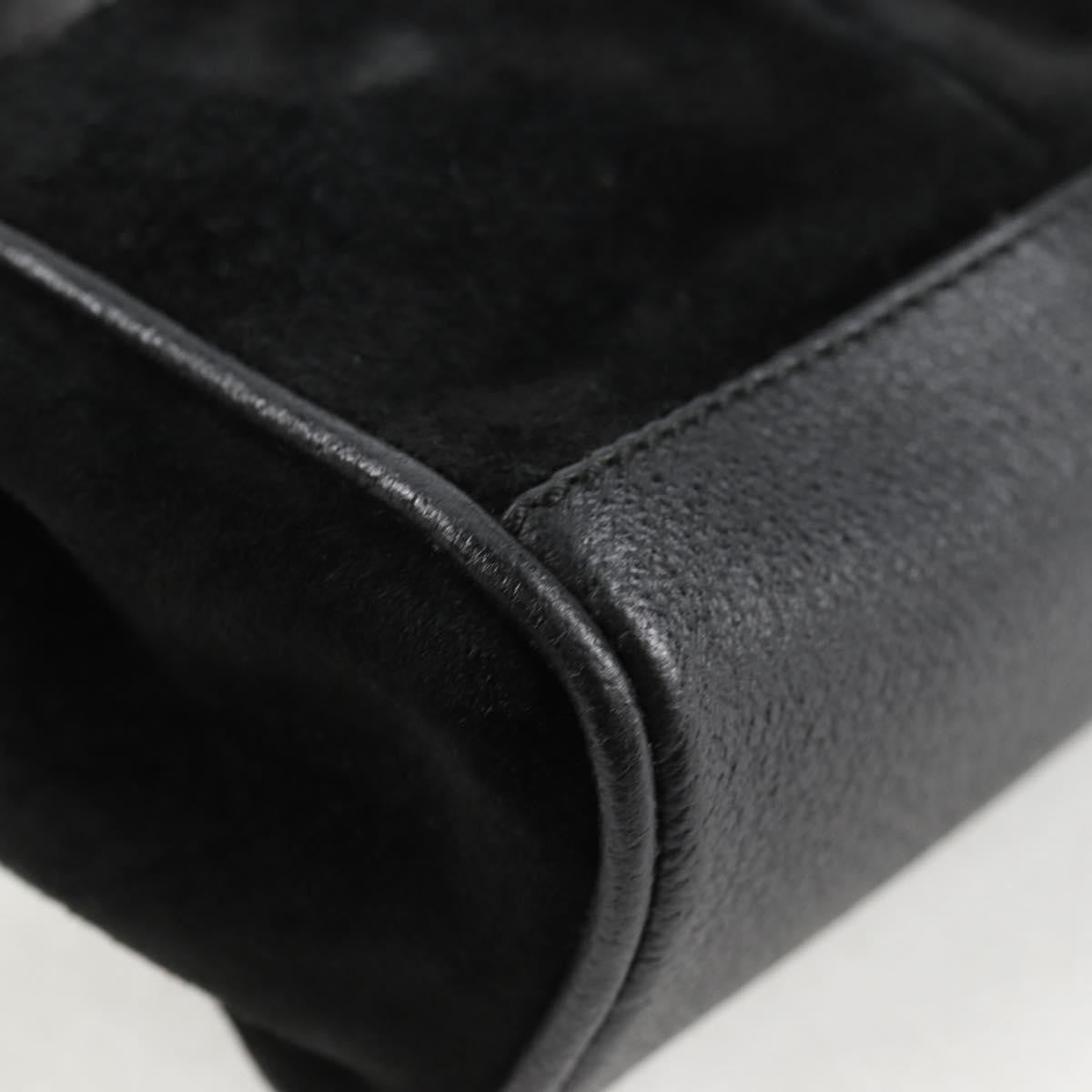 Gucci Vintage Bamboo Front Pocket Suede Black Suede Tote Bag Bag (Pre-Owned)