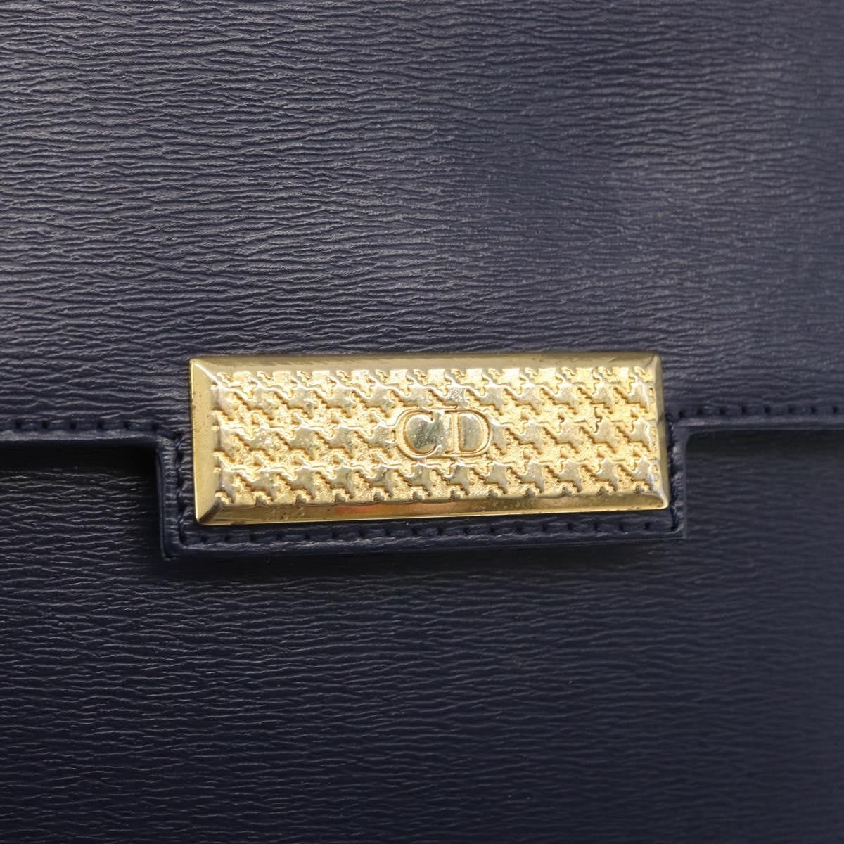 Christian Dior Vintage Cd Flap Leather Navy Leather Shoulder Bag Bag (Pre-Owned)