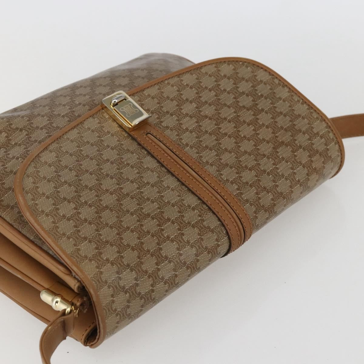Celine Vintage Macadam Canvas And Leather Beige Canvas Shoulder Bag Bag (Pre-Owned)