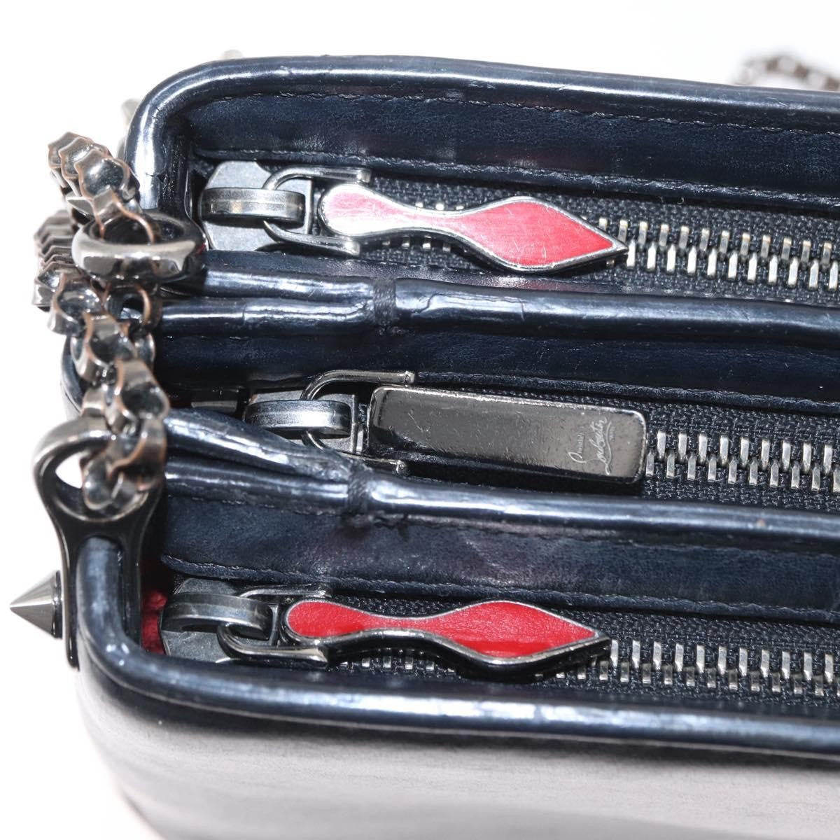 Christian Louboutin Triloubi Chain Leather Black Leather Handbag (Pre-Owned)