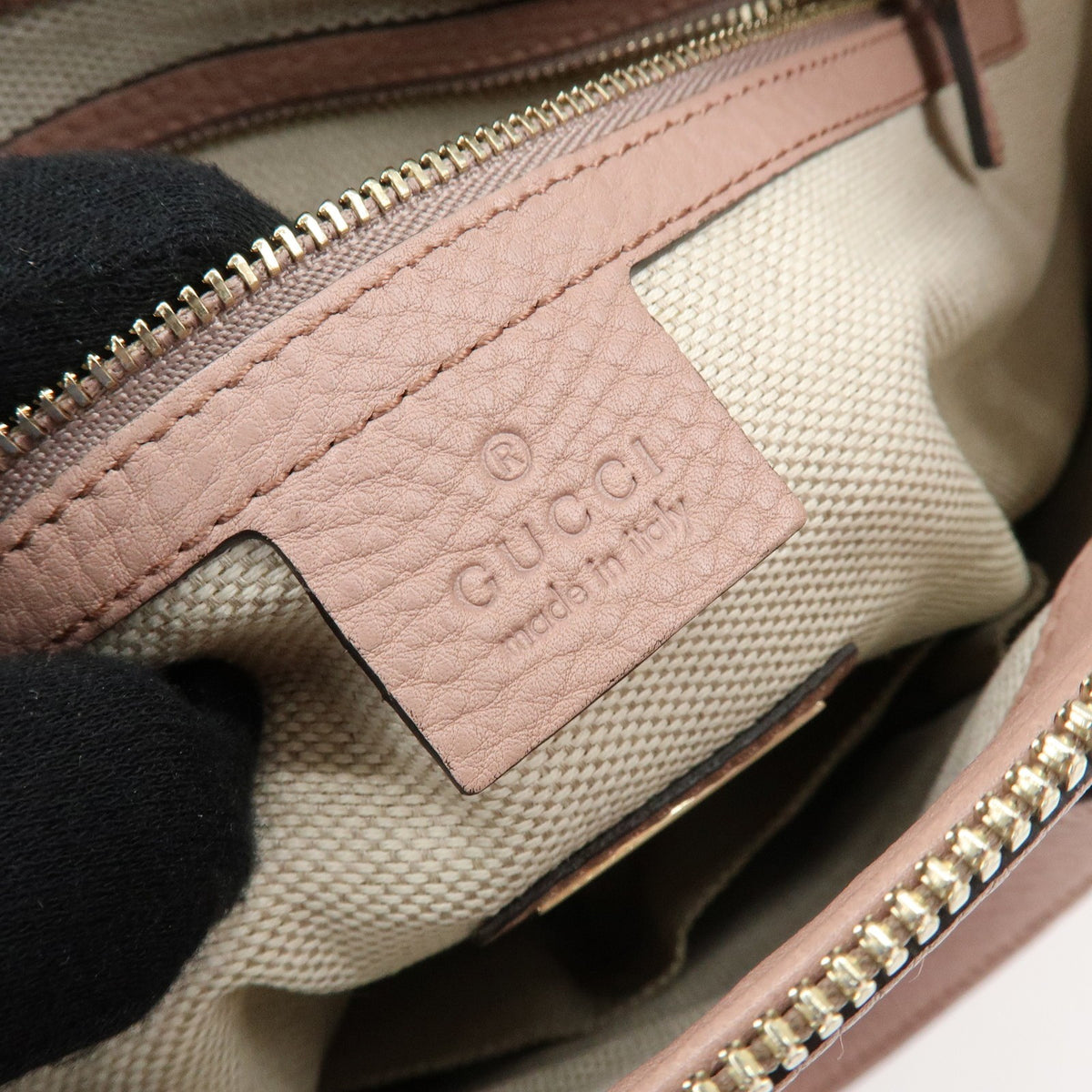 Gucci Soho Convertible Soft Top Handle Leather Pink Leather Handbag (Pre-Owned)