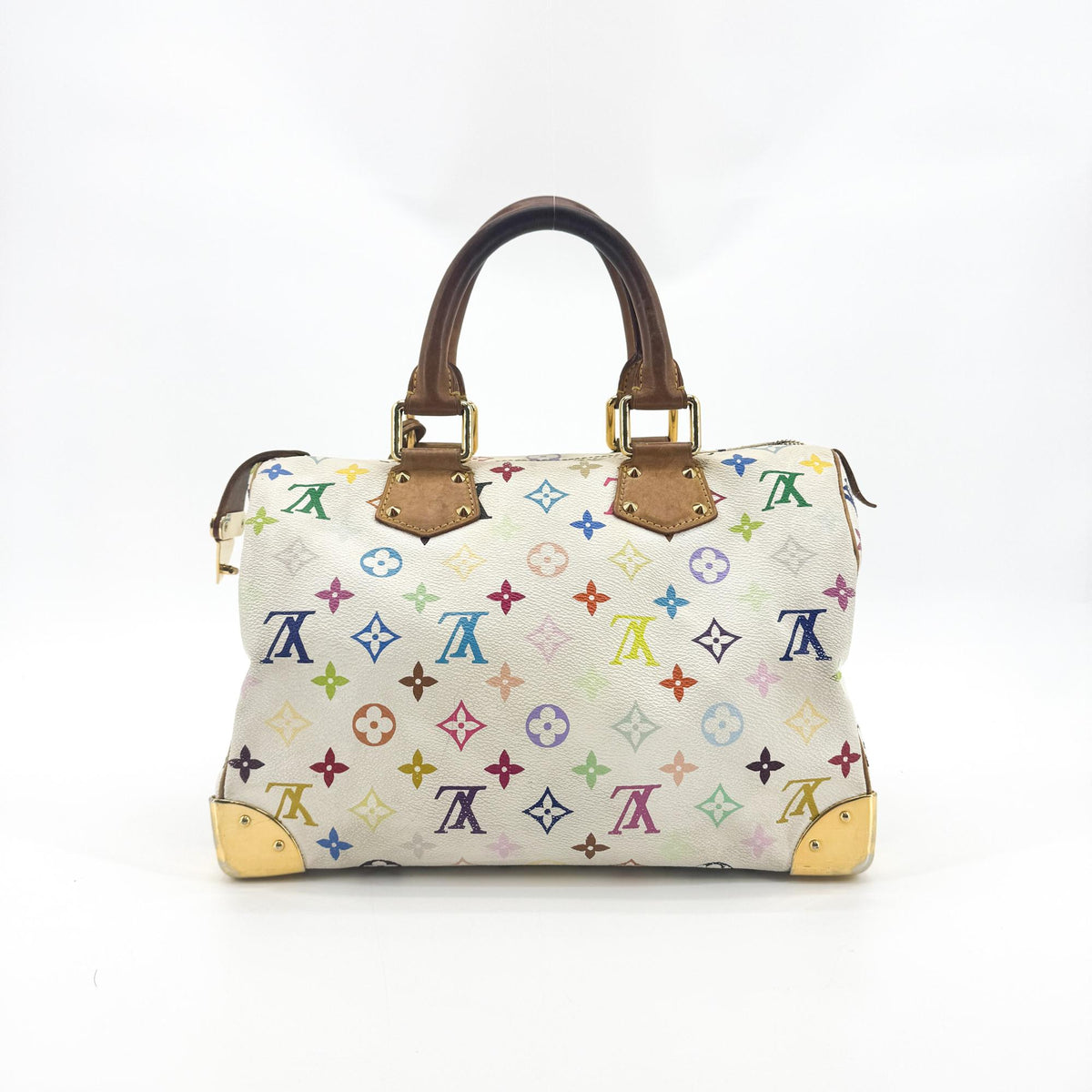 Louis Vuitton Speedy Monogram Multicolor White Canvas Handbag (Pre-Owned)
