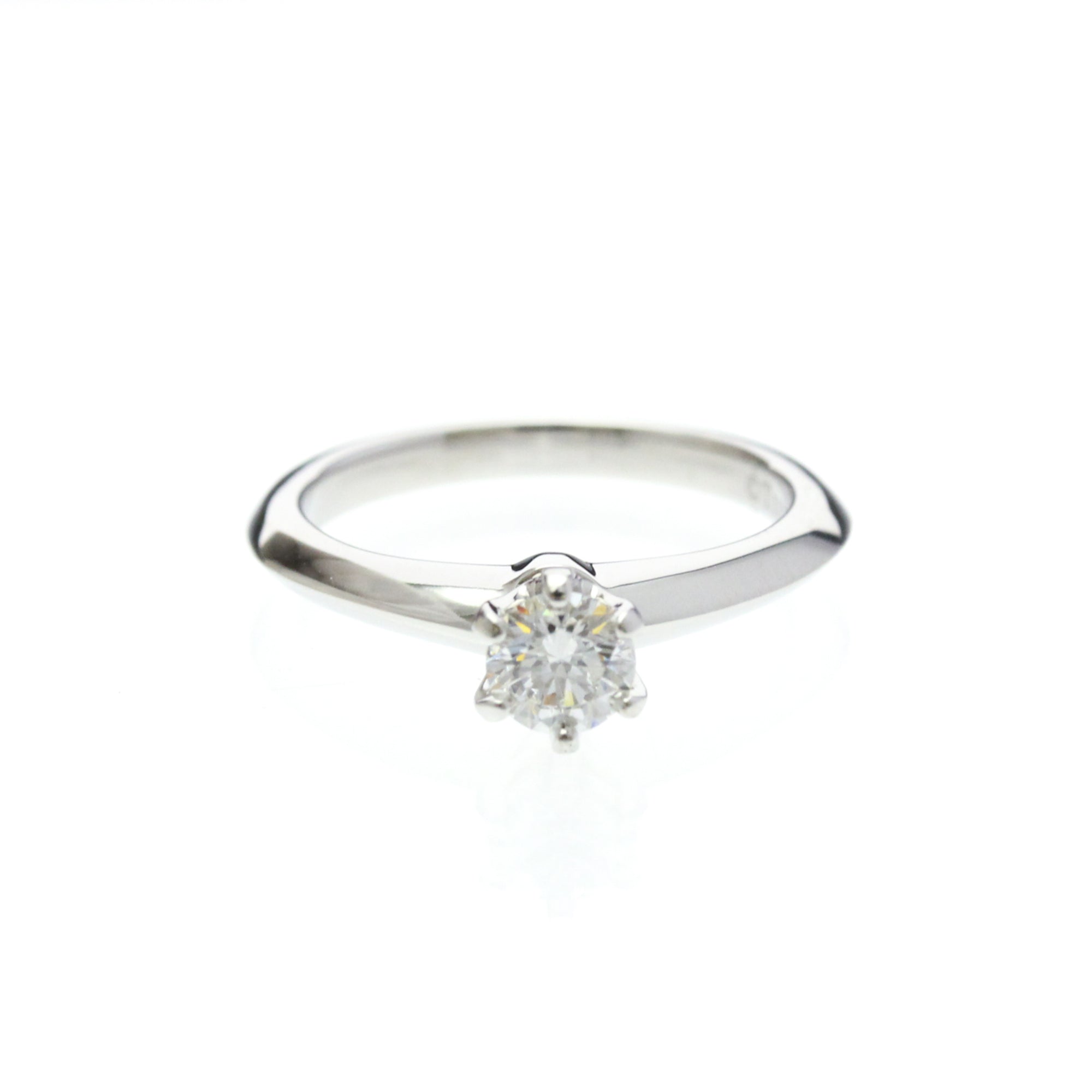Tiffany & Co. Tiffany Setting Solitaire Platinum With Rbc Diamond Silver Platinum Ring Jewelry (Pre-Owned)