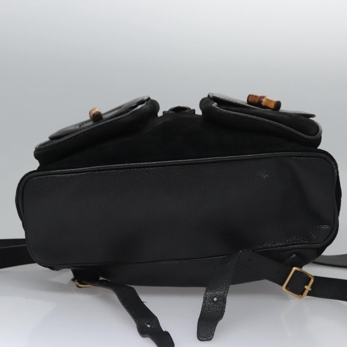 Gucci Vintage Bamboo Suede Black Suede Backpack Bag (Pre-Owned)