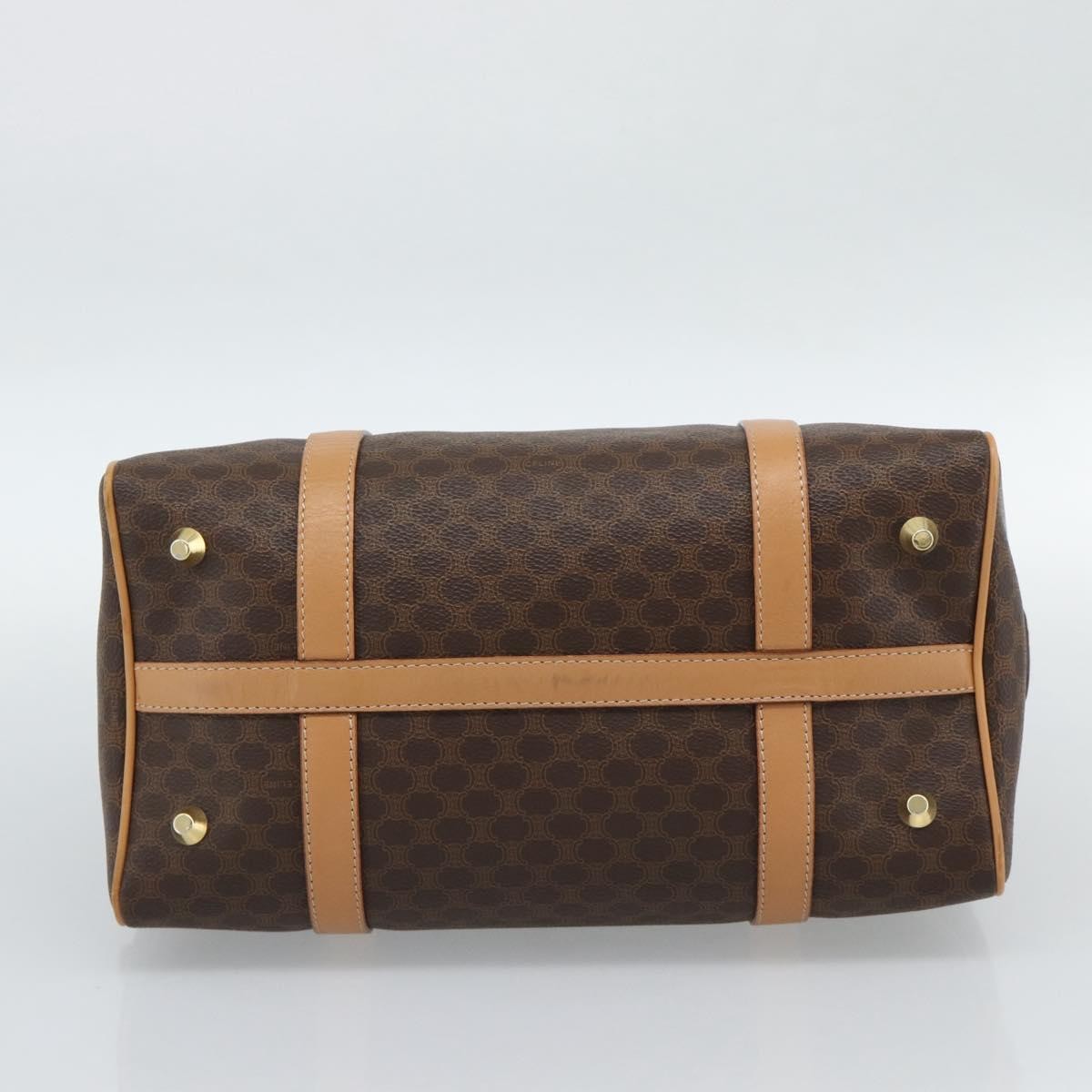 Celine Vintage Boston Macadam Coated Canvas Brown Pvc Handbag (Pre-Owned)