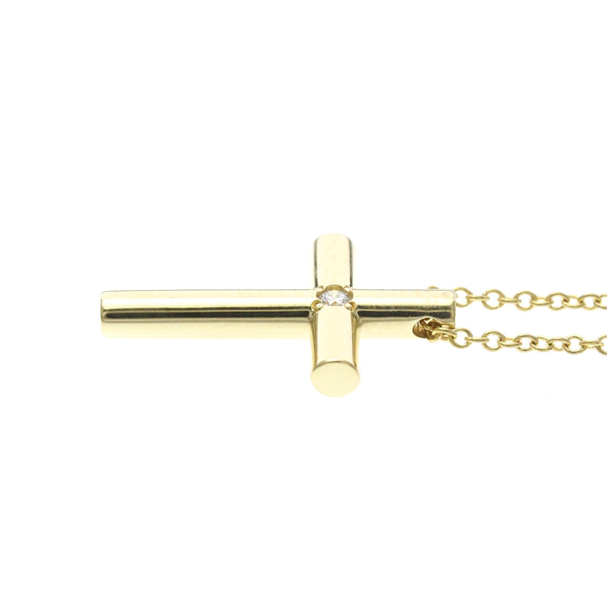 Tiffany & Co. Cross Pendant 18K Yellow Gold With Diamond Gold Yellow_Gold Necklace Jewelry (Pre-Owned)