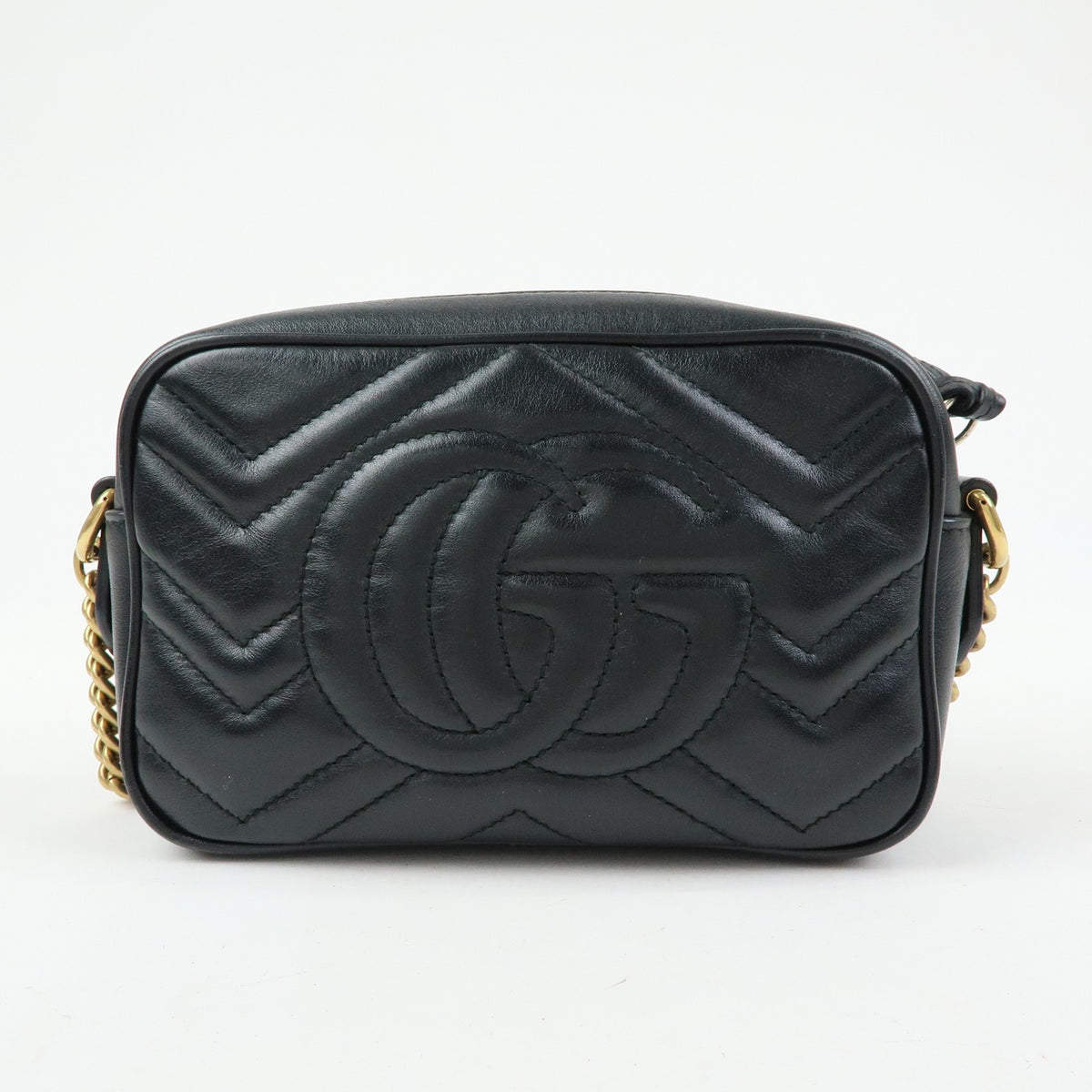 Gucci Gg Marmont Matelasse Patent Black Leather Shoulder Bag Bag (Pre-Owned)