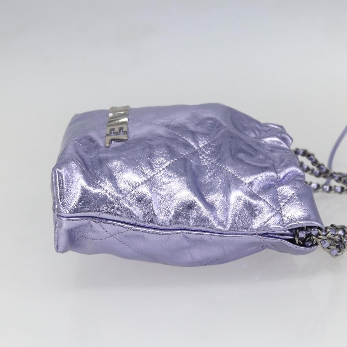 Chanel 22 Chain Hobo Quilted Calfskin Purple Leather Shoulder Bag Bag (Pre-Owned)