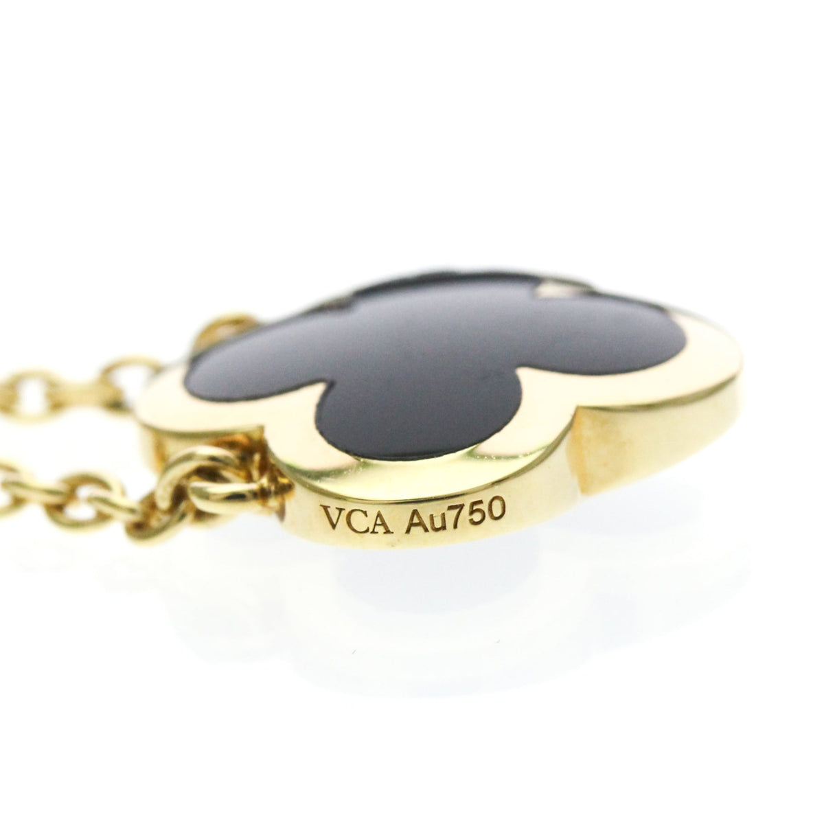 Van Cleef & Arpels Pure Alhambra Pendant 18K Yellow Gold And Onyx Gold Yellow_Gold Necklace Jewelry (Pre-Owned)