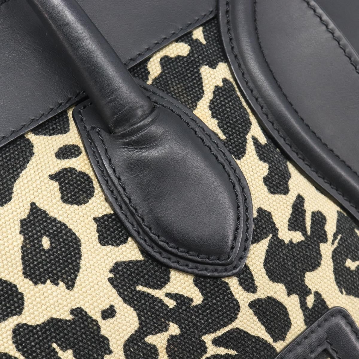 Celine Luggage Printed Canvas And Leather Black Leather Handbag (Pre-Owned)