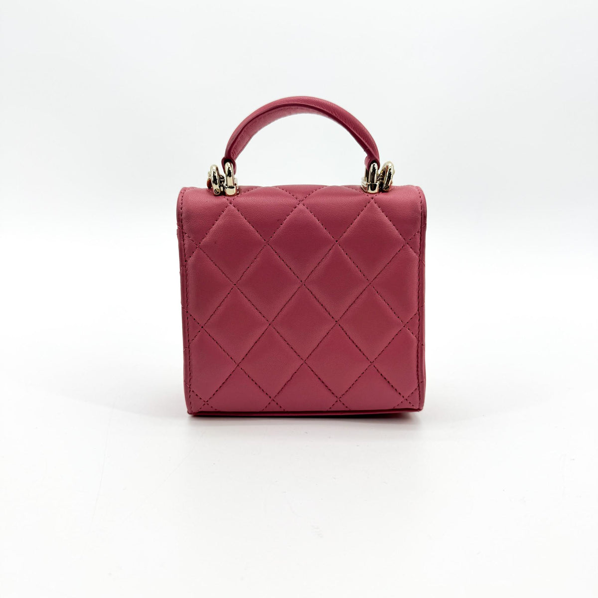 Chanel Square Classic Flap Top Handle Clutch With Chain Quilted Lambskin Pink Leather Clutche & Pouche Bag (Pre-Owned)