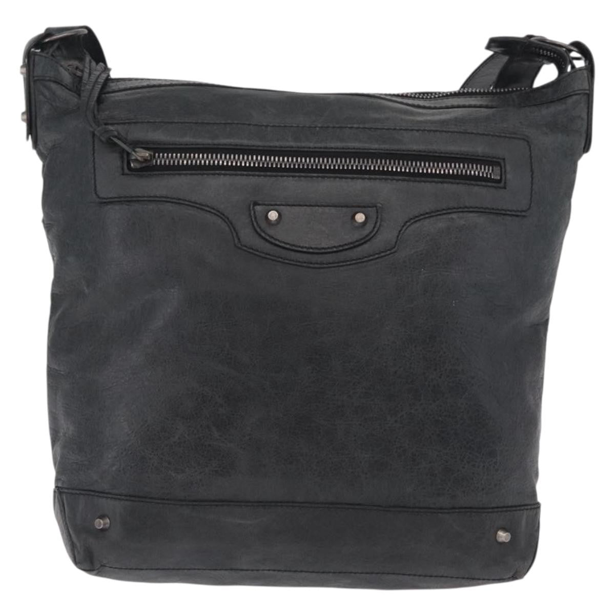 Balenciaga Arena Day Messenger Classic Studs Leather Black Leather Handbag (Pre-Owned)