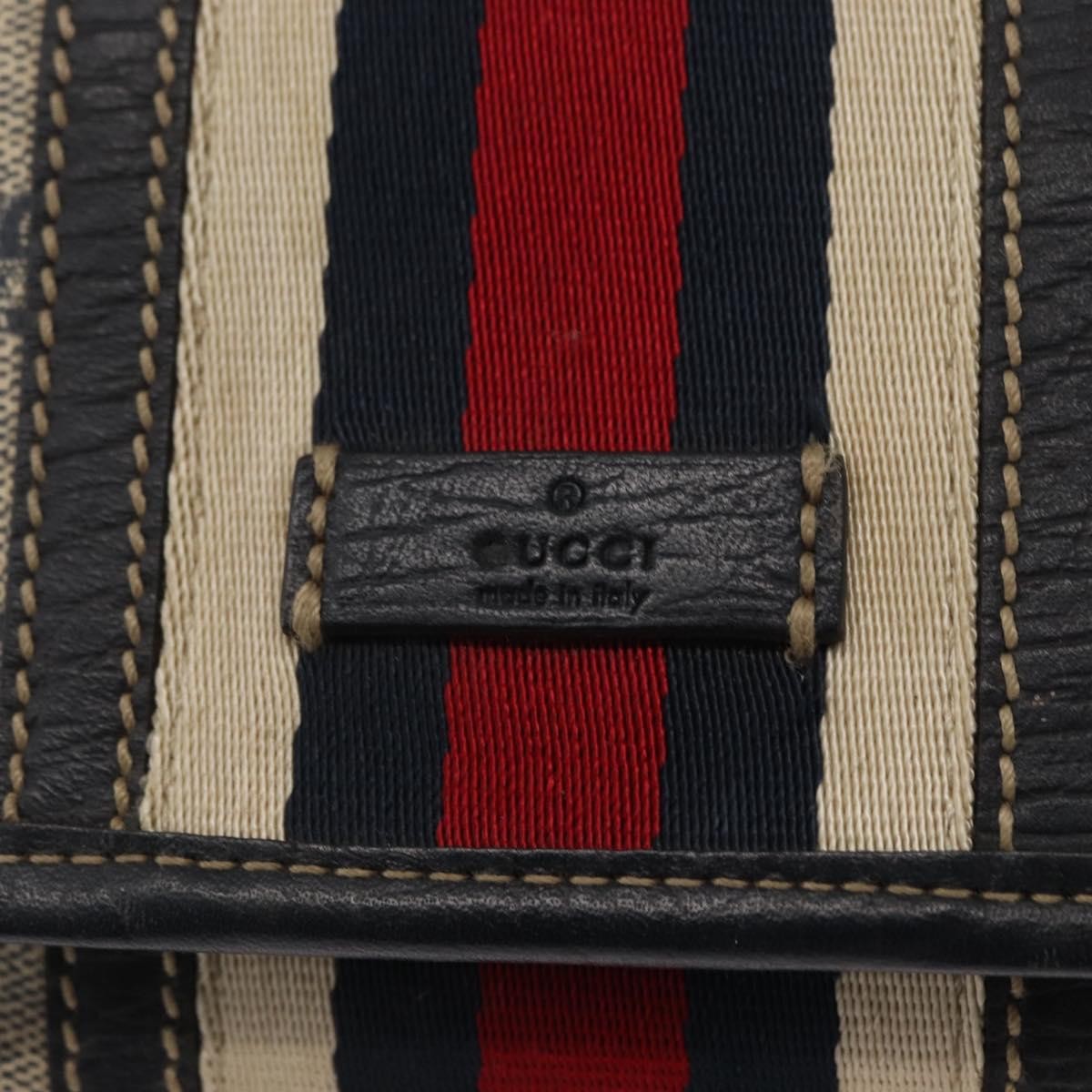 Gucci Vintage Web Belt Gg Coated Canvas Beige Canvas Handbag (Pre-Owned)