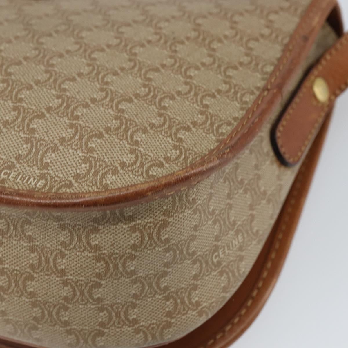Celine Vintage Macadam Canvas And Leather Beige Canvas Shoulder Bag Bag (Pre-Owned)