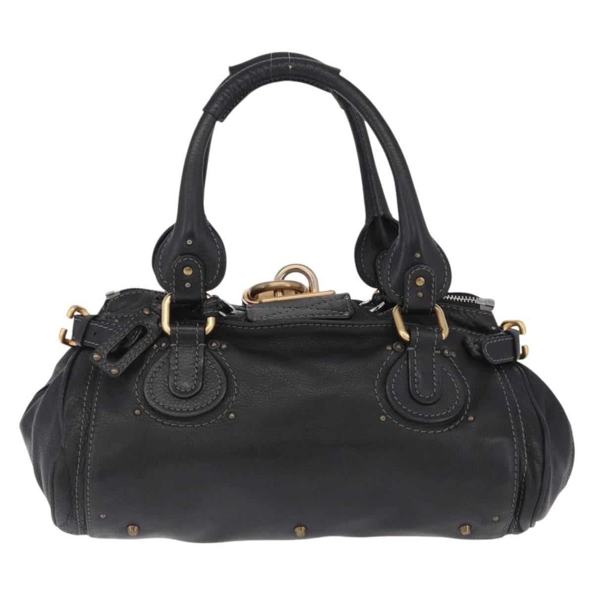 Chloe Paddington Lock Leather Black Leather Handbag (Pre-Owned)