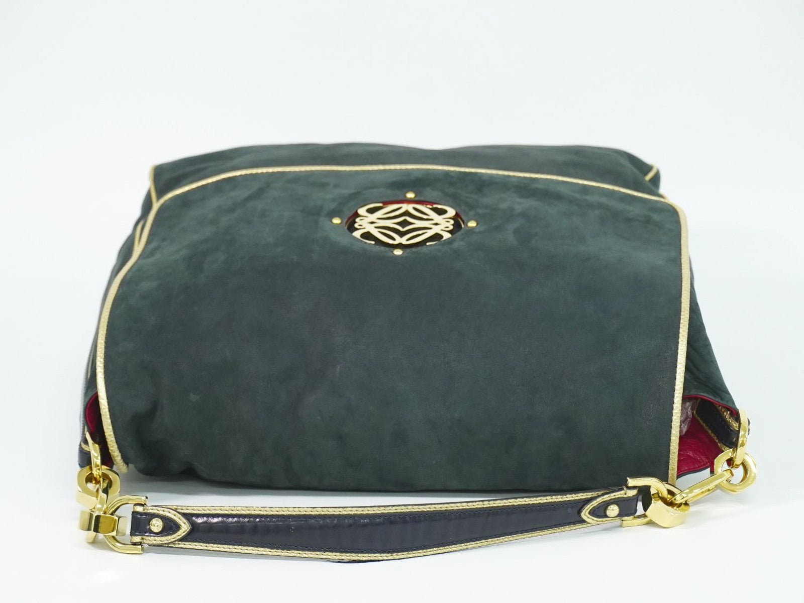 Loewe Anagram Suede Black Suede Shoulder Bag Bag (Pre-Owned)