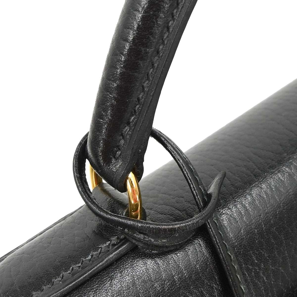 Hermes Kelly Black Ardennes With Gold Hardware Black Leather Handbag (Pre-Owned)