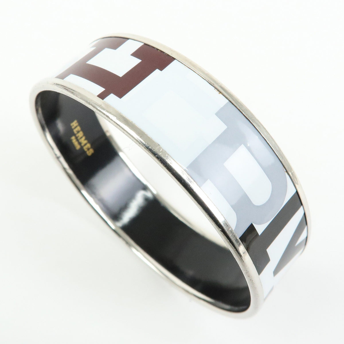 Hermes Bangle Printed Enamel Multicolour Metal Bracelet Jewelry (Pre-Owned)