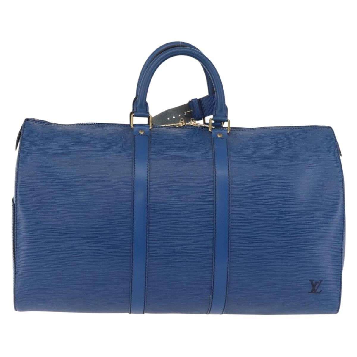 Louis Vuitton Keepall Epi Leather Blue Leather Travel Bag Bag (Pre-Owned)