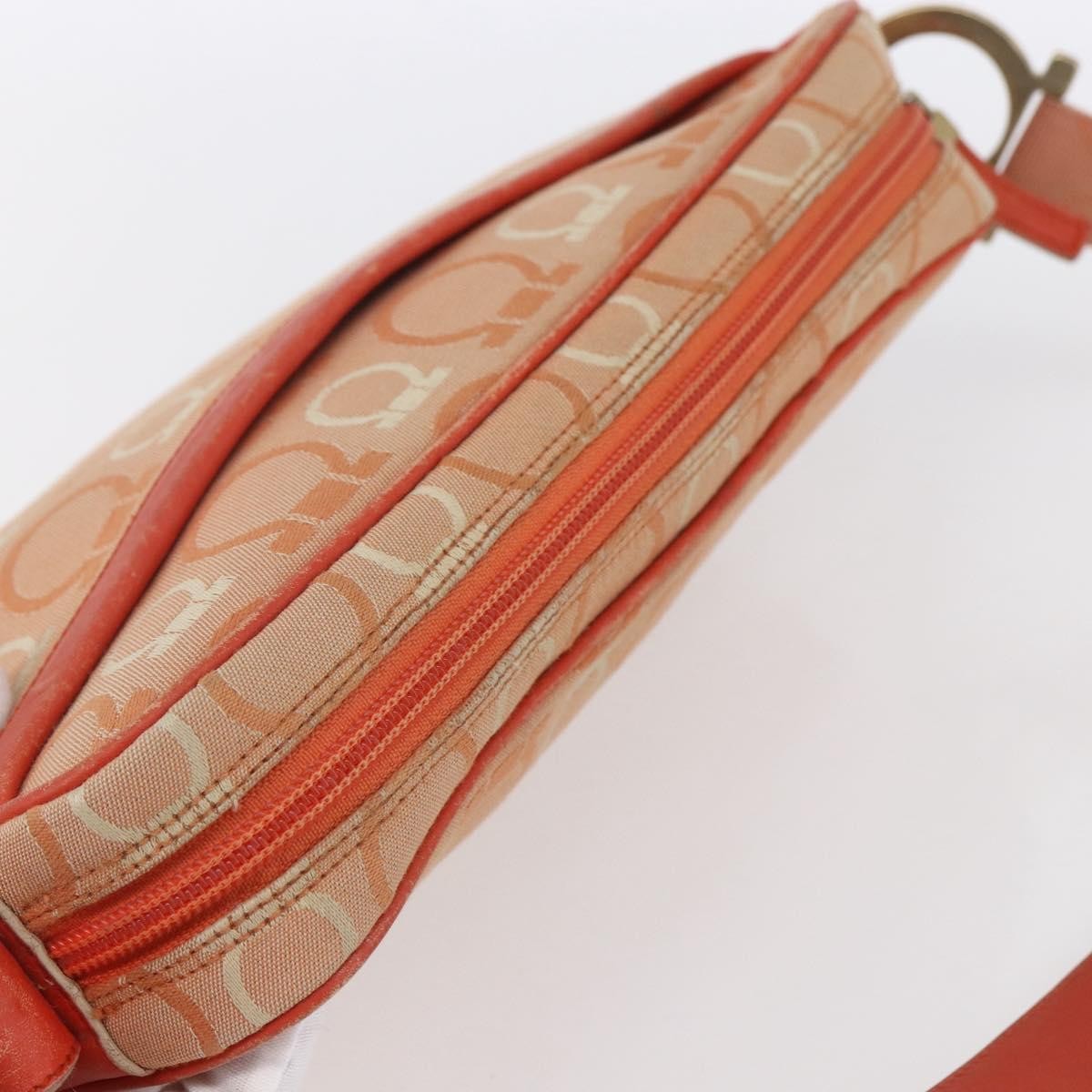 Salvatore Ferragamo Gancini Canvas Orange Canvas Shoulder Bag Bag (Pre-Owned)